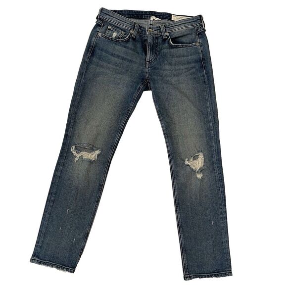 Rag & Bone Dre Low-Rise Slim Boyfriend Distressed Denim Jean 24 Women's Waist 28 - Picture 1 of 10